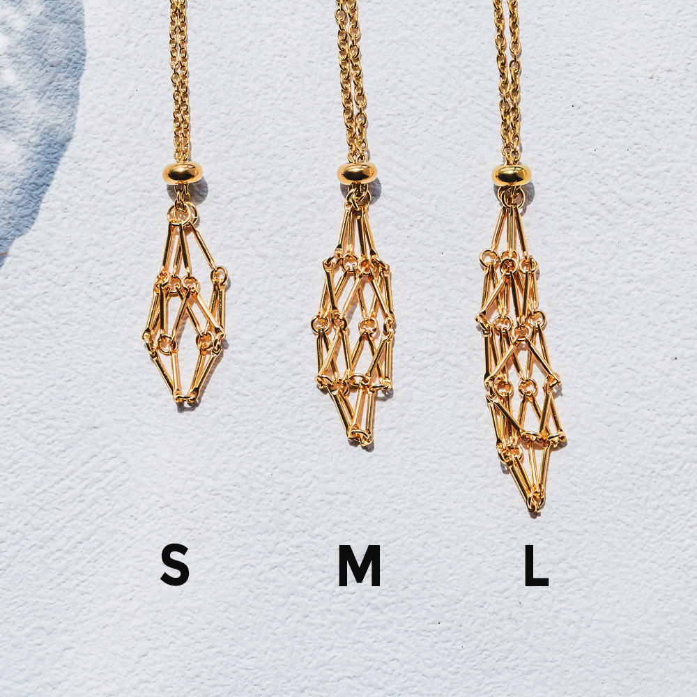 Net Metal Bamboo Necklace Woven Pendant