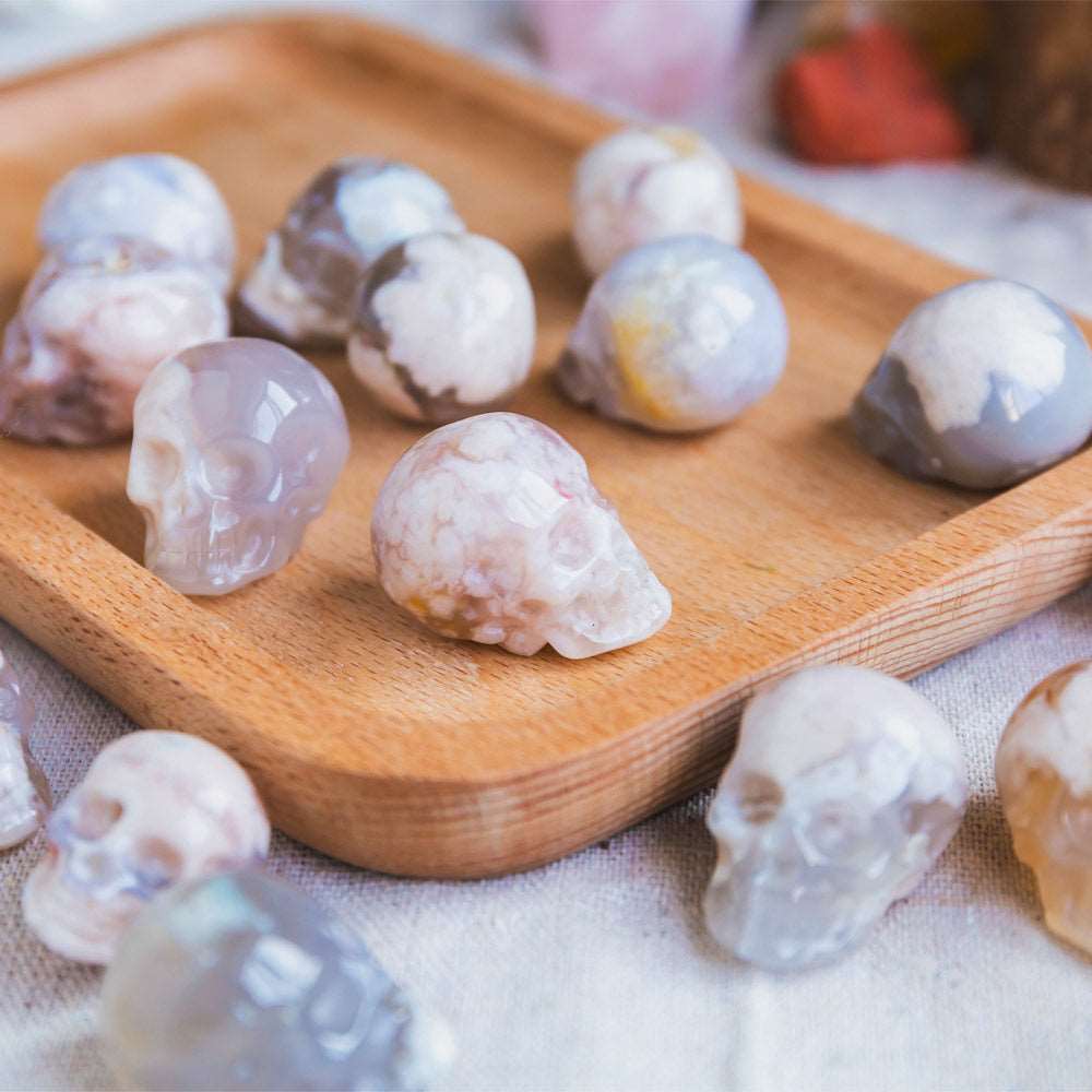 Reikistal 1'' Flower Agate Skull