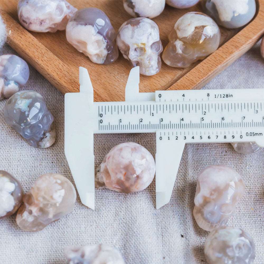 Reikistal 1'' Flower Agate Skull
