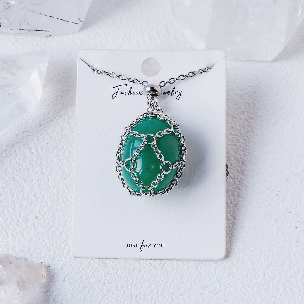 【Sliver O Mesh】Natural Crystal Adjustable Necklace【Point/Tumbled】