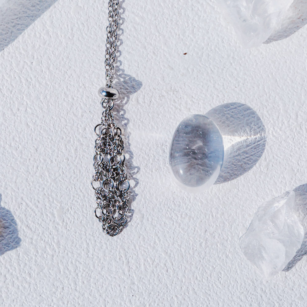 【Sliver O Mesh】Natural Crystal Adjustable Necklace【Point/Tumbled】