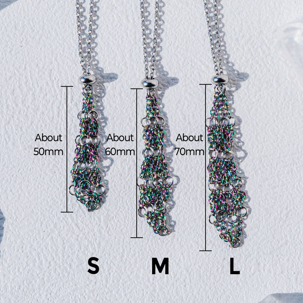 【Aura O Mesh】Natural Crystal Adjustable Necklace【Point/Tumbled】