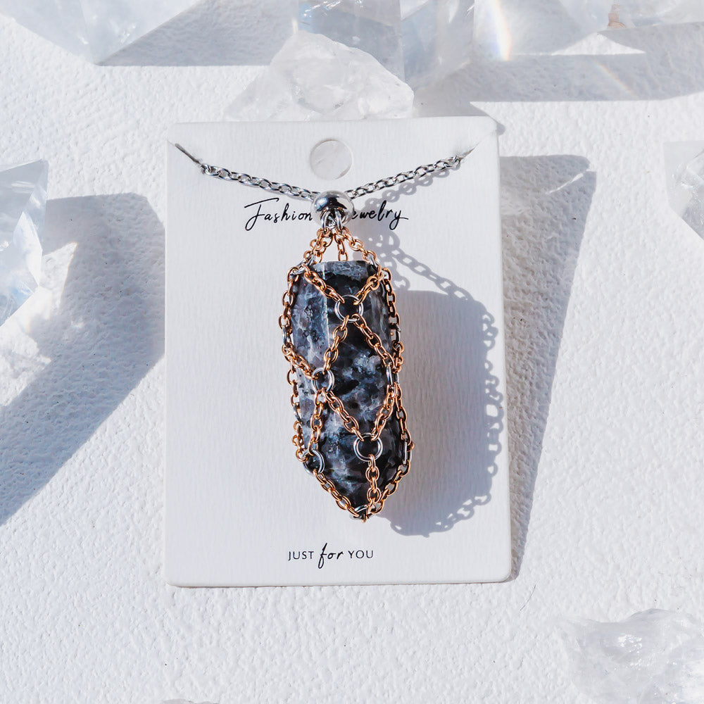 【Rose Golden O Mesh】Natural Crystal Adjustable Necklace【Point/Tumbled】