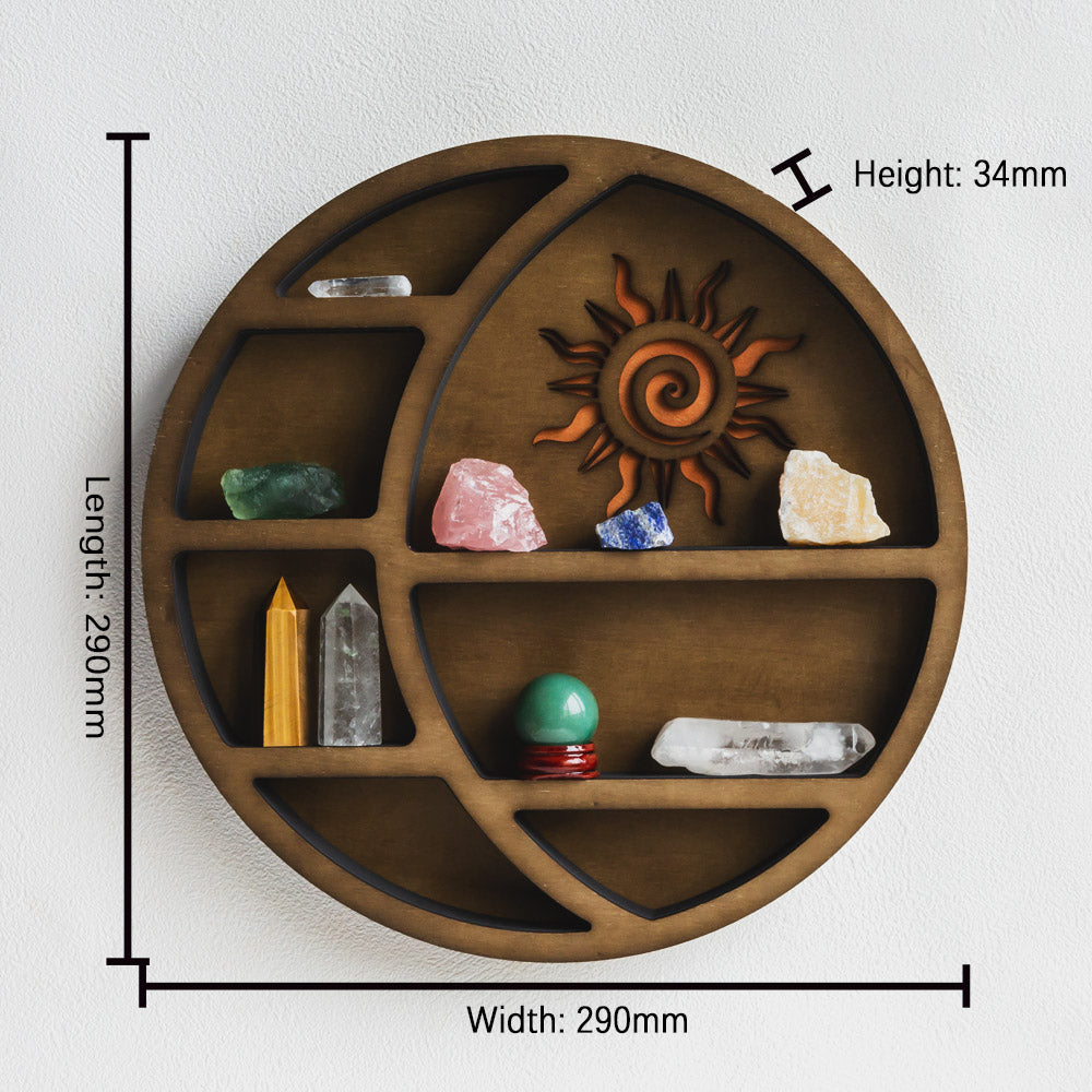 Round-shaped Crescent Moon & Sun Crystal Shelf【Medium Size】
