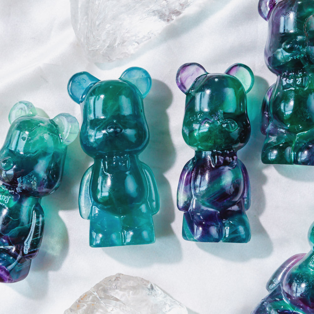 Natural Crystal Fluorite Bear Carving