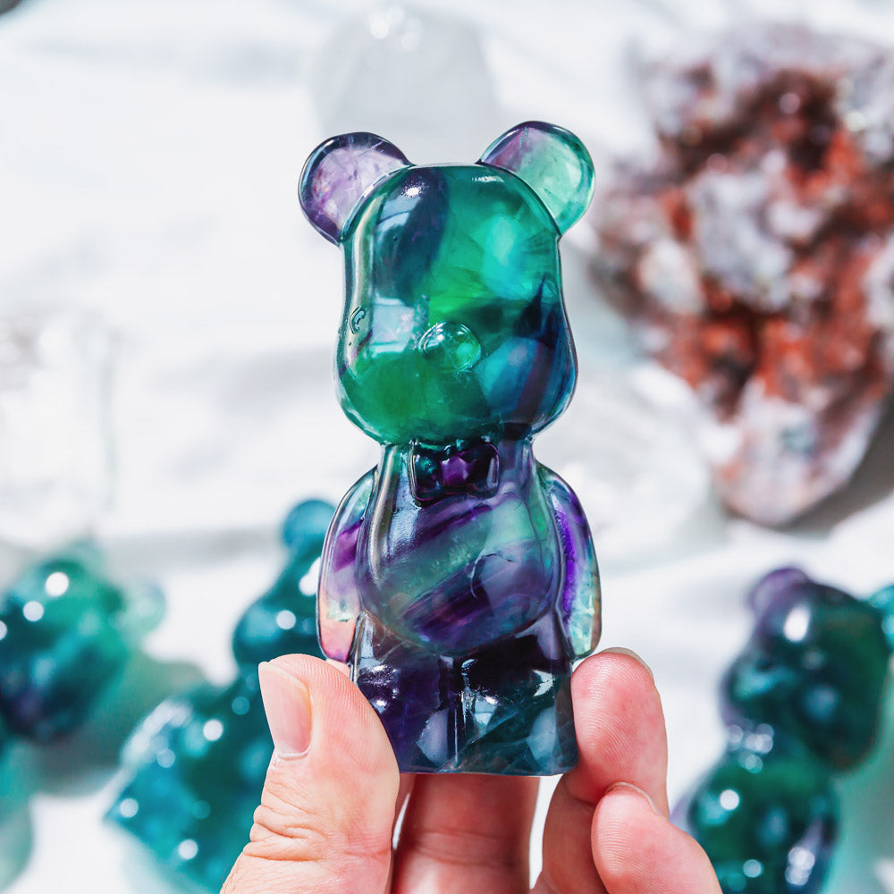 Natural Crystal Fluorite Bear Carving