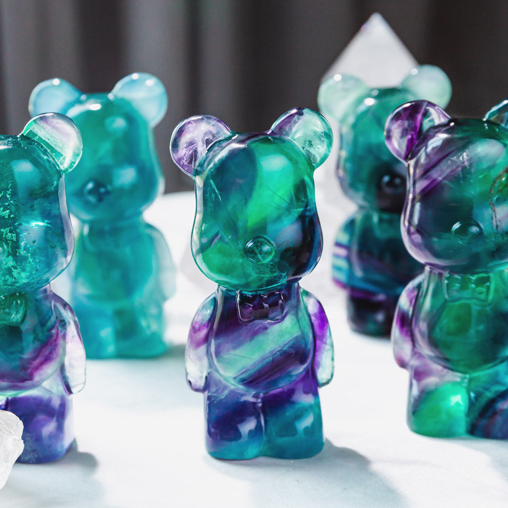 Natural Crystal Fluorite Bear Carving