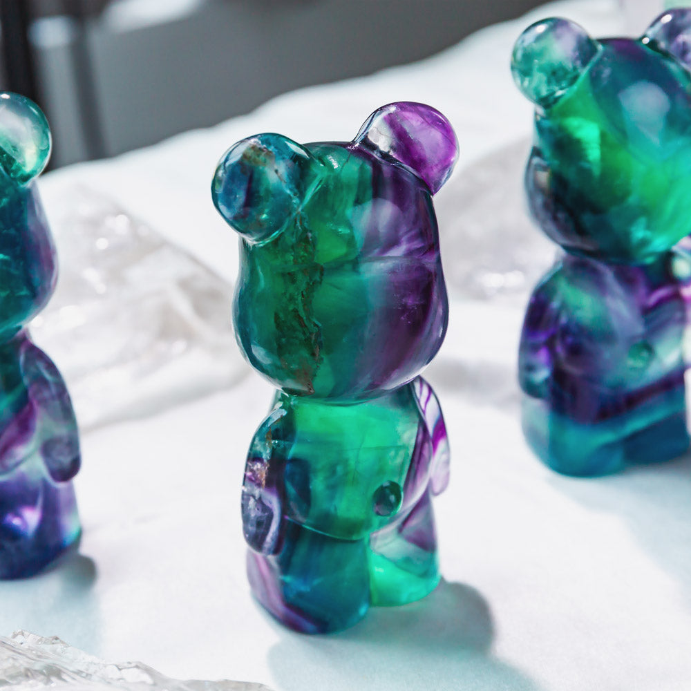 Natural Crystal Fluorite Bear Carving