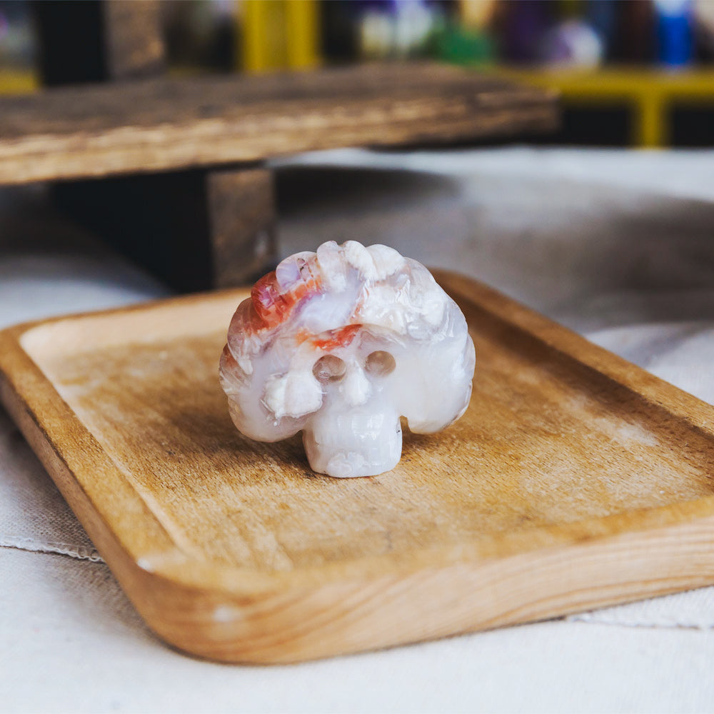 Reikistal 1.5'' Flower Agate Indian Skull