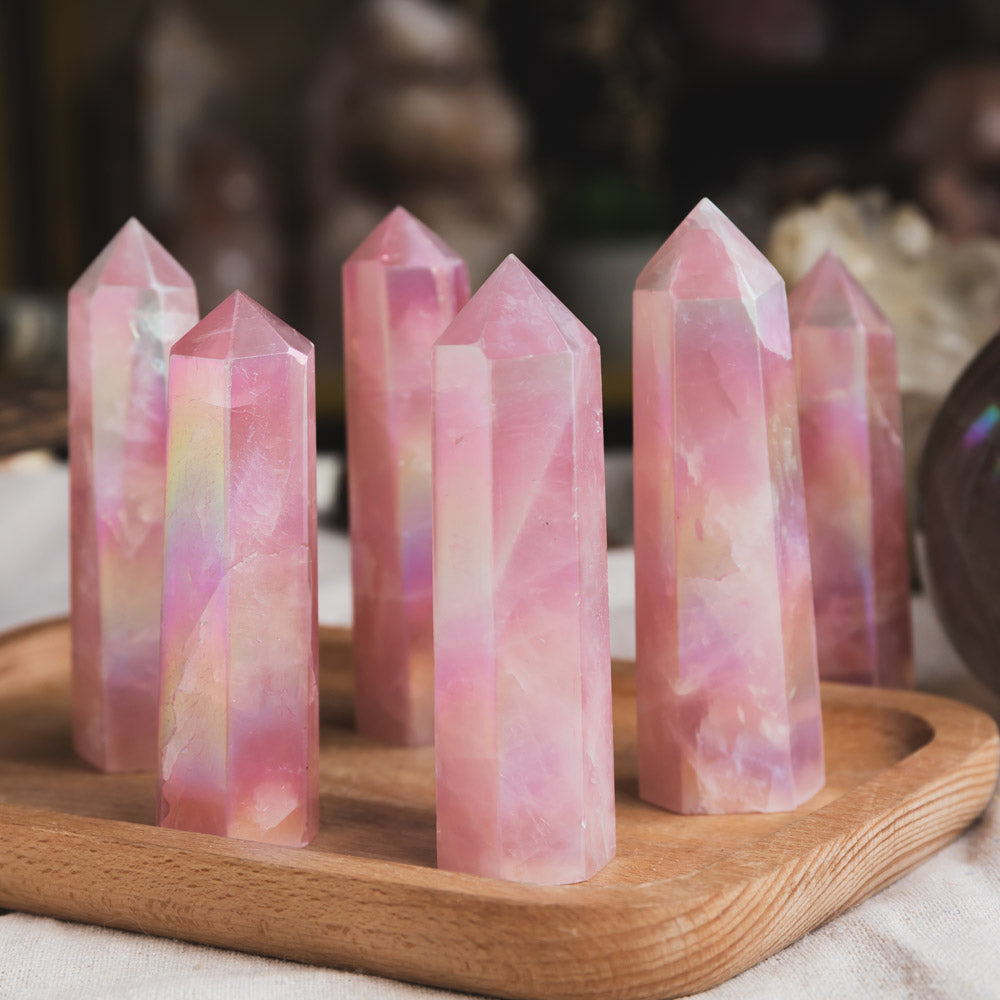 Aura Rose Quartz Point