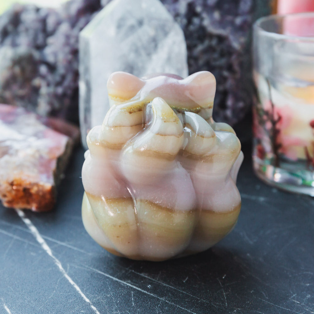 【Weekly Flash Deals】 Pink Pistachio Calcite Nine-Tails Fox