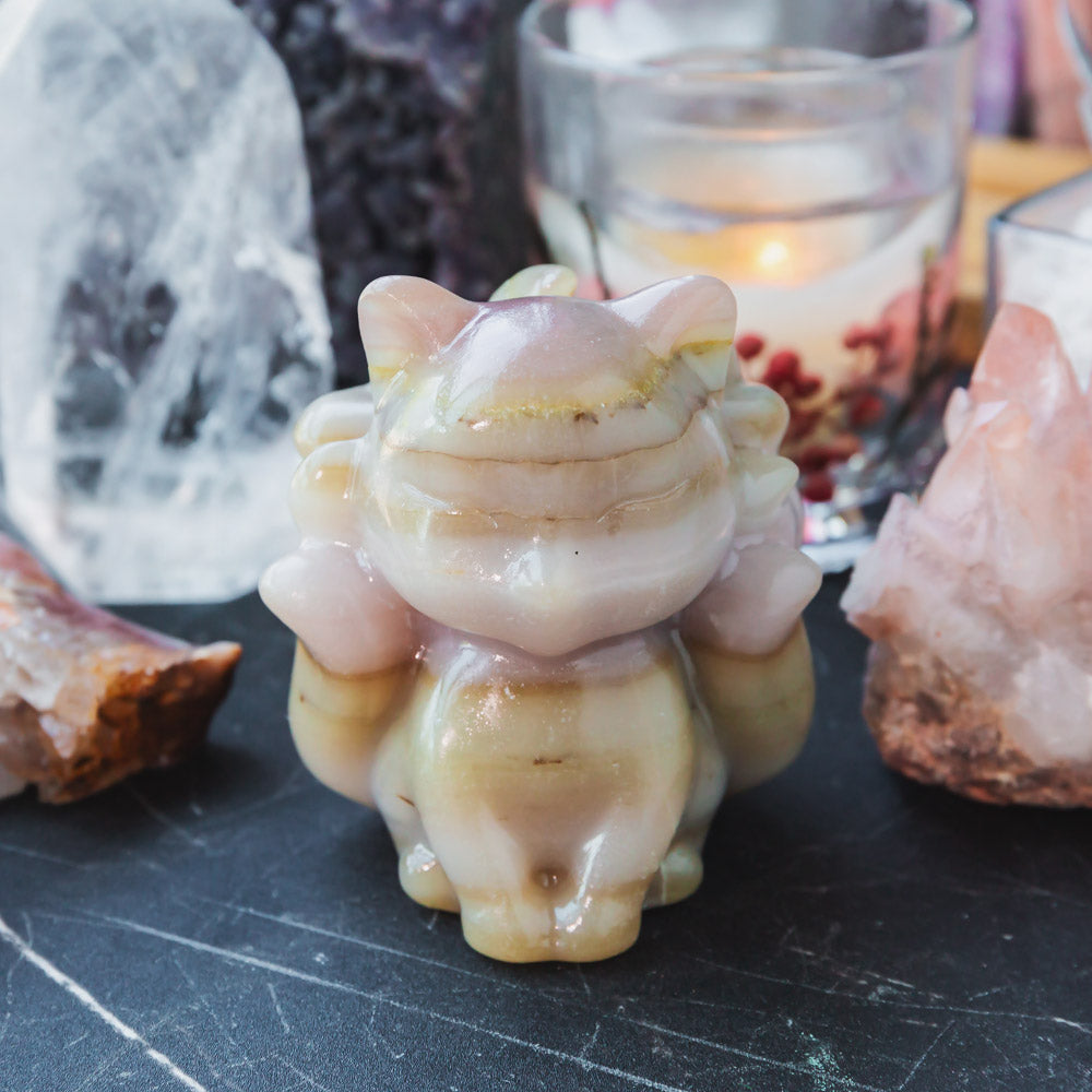 【Weekly Flash Deals】 Pink Pistachio Calcite Nine-Tails Fox