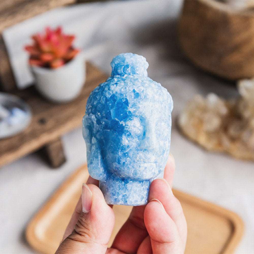 Reikistal Blue Aragonite Buddha Head