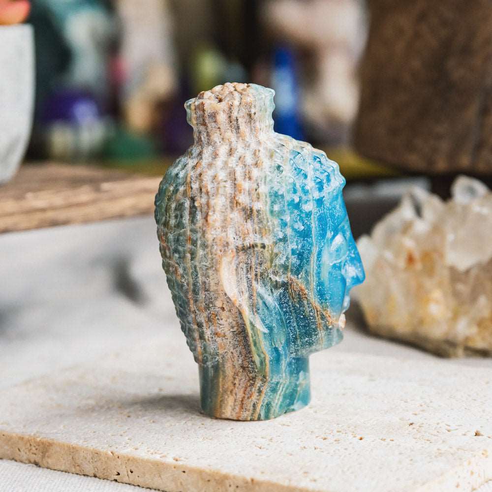 Reikistal 3''Blue Onyx Buddha Head