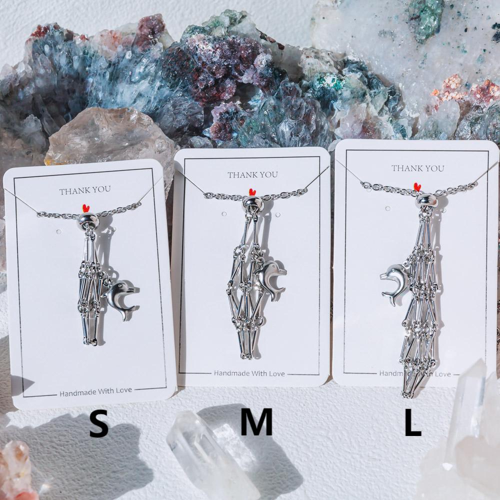 【Dolphin】Natural Crystal Adjustable Sliver & Golden Necklace — Tumbled/Point