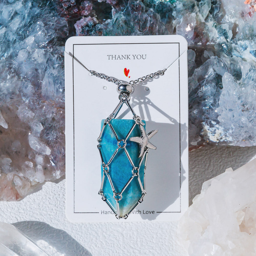 【Starfish】Natural Crystal Adjustable Sliver & Golden Necklace — Tumbled/Point