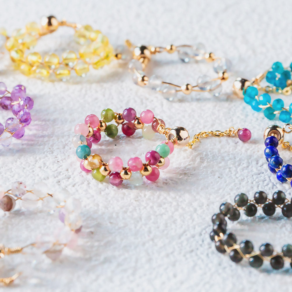 Adjustable Crystal Rings -  Handcrafted Bands