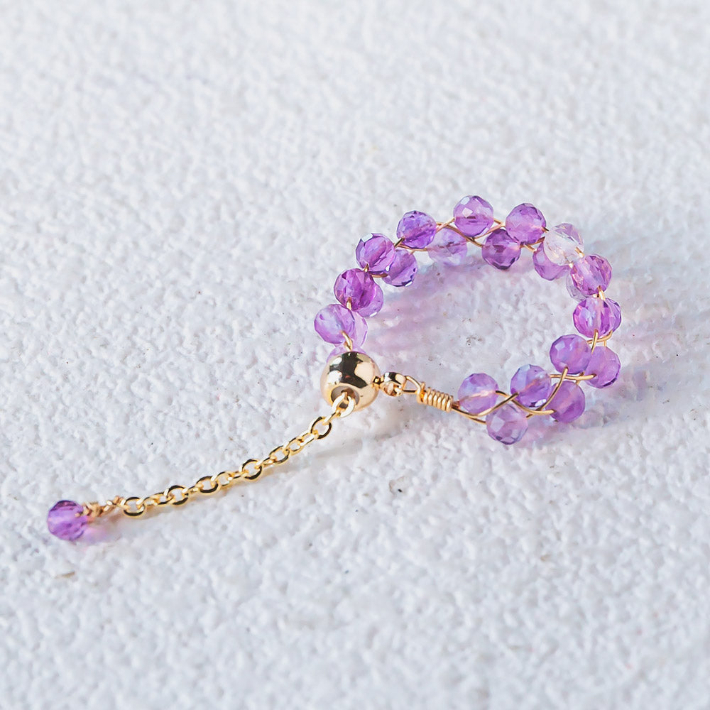 Adjustable Crystal Rings -  Handcrafted Bands