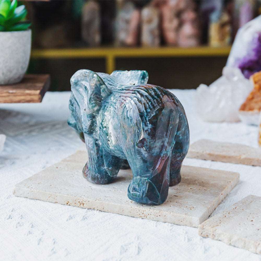 Reikistal 5‘’ Moss Agate Elephant