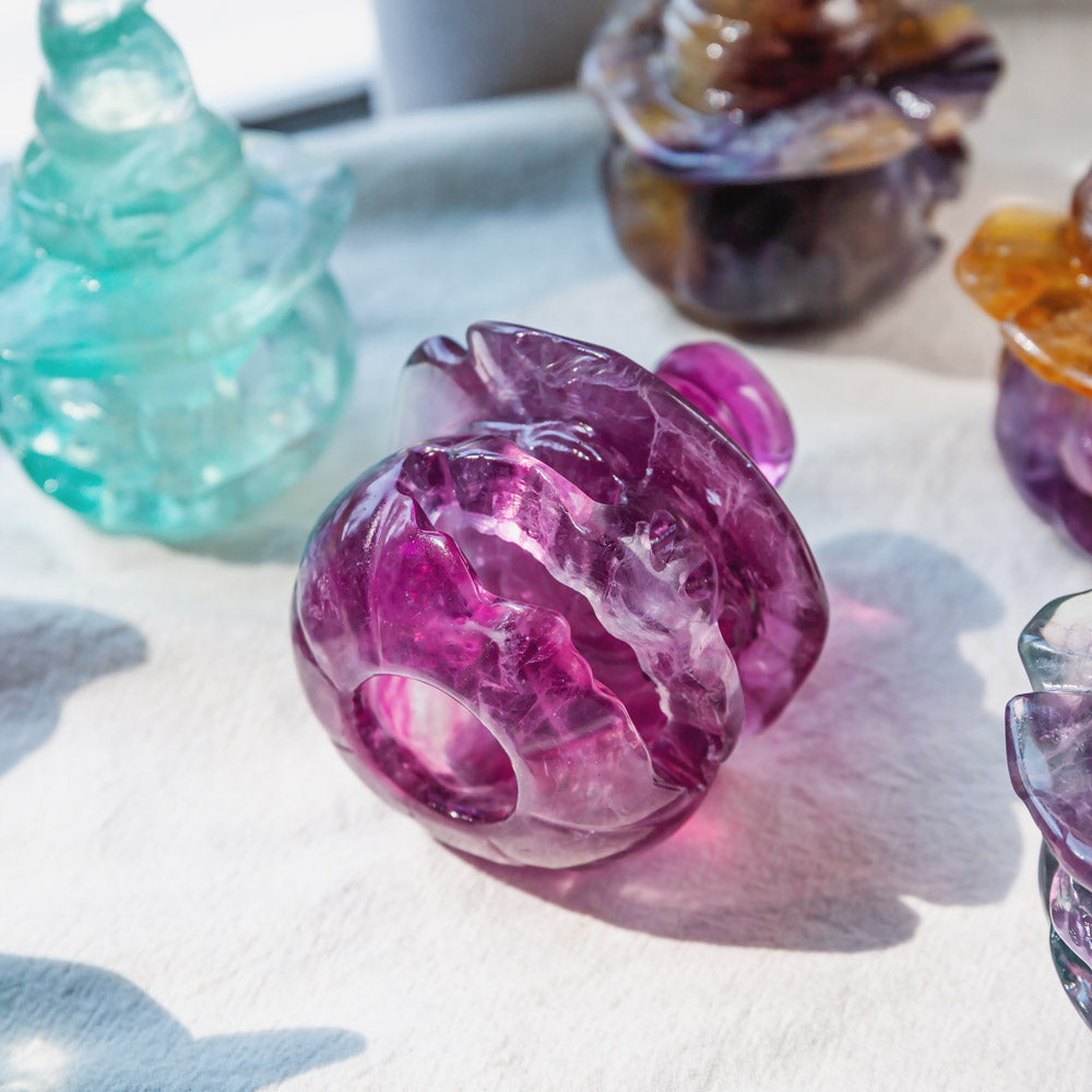 Natural Crysta Fluorite Pumpkin Lantern