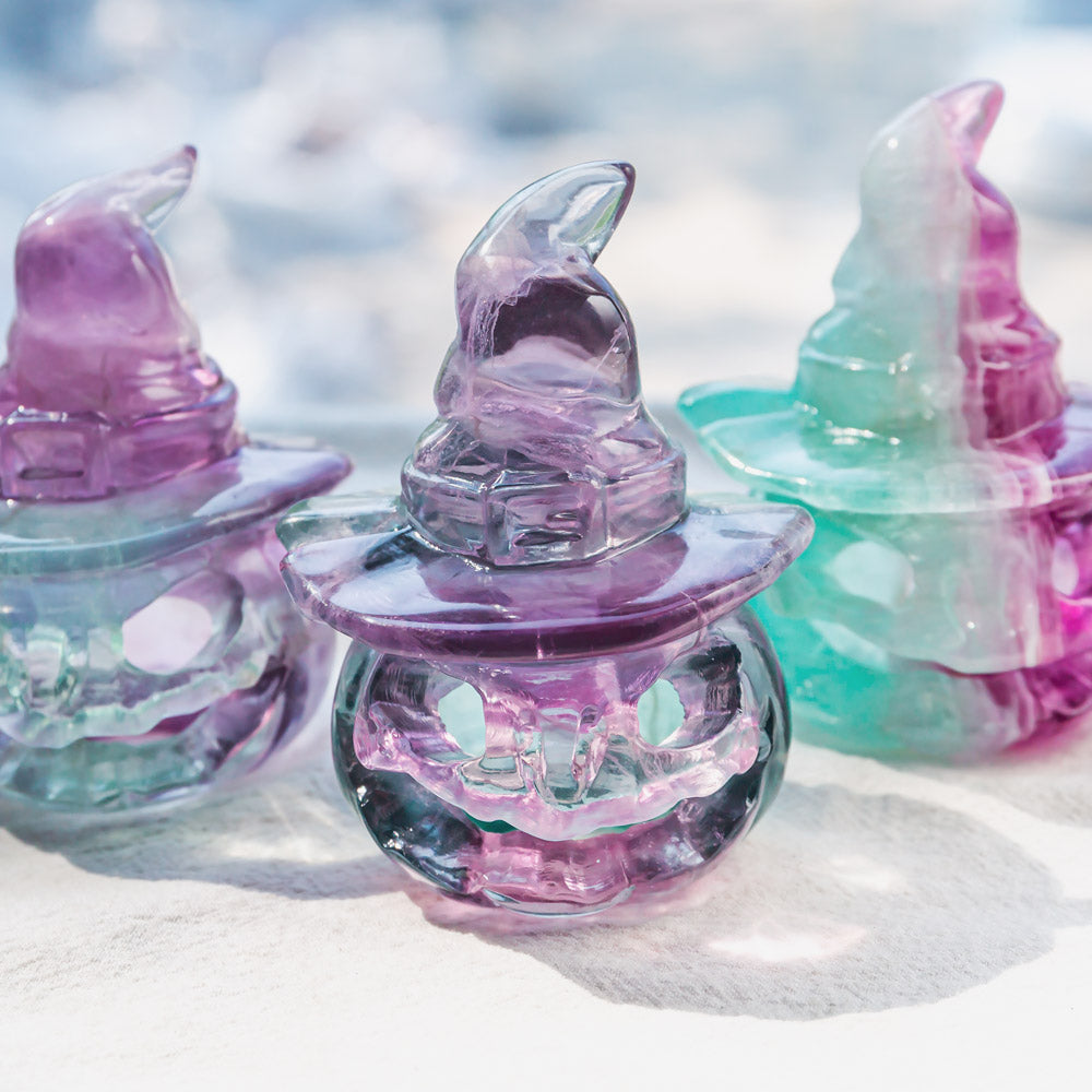 Natural Crysta Fluorite Pumpkin Lantern