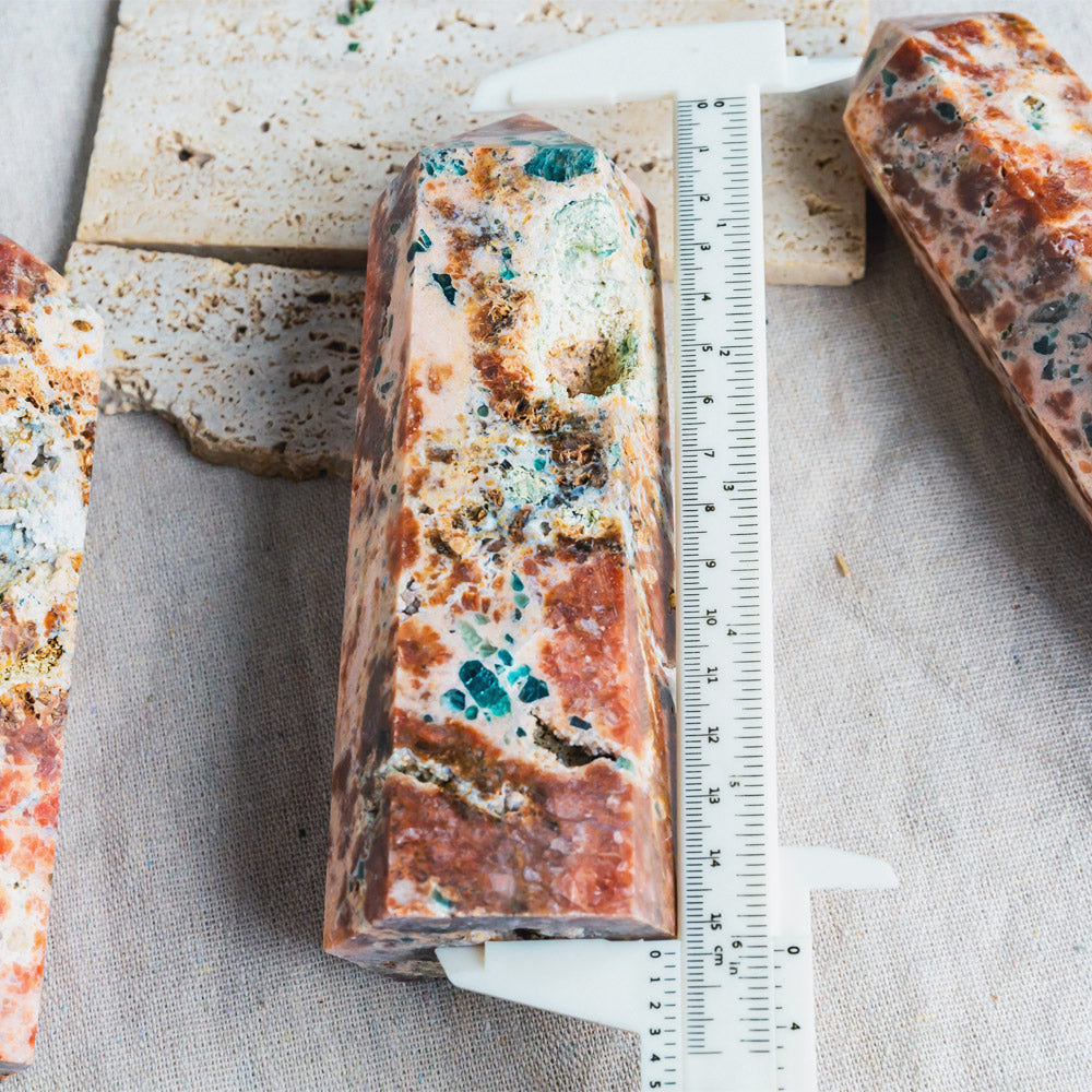 Reikistal Sunstone With Blue Apatite Tower