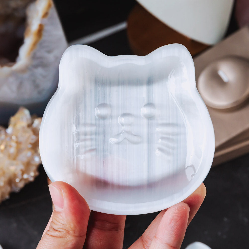 Reikistal Selenite Cat Bowl