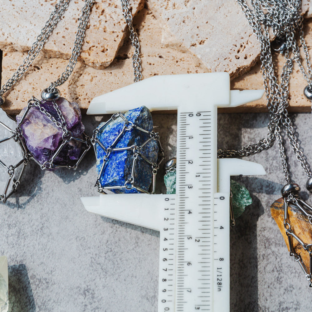 Reikistal Natural Crystal Net Metal Bamboo Necklace Woven Pendant