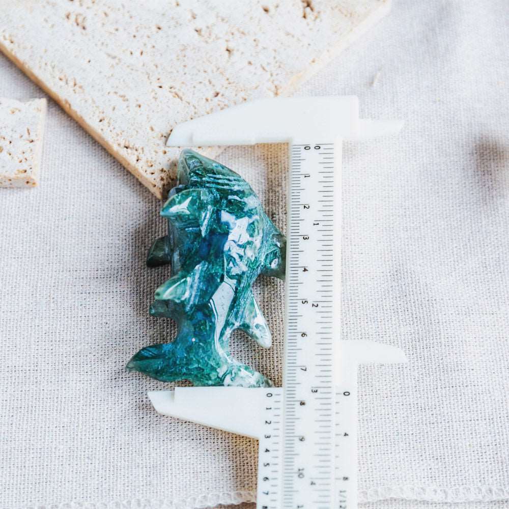 Reikistal 2.5'' Moss Agate Shark