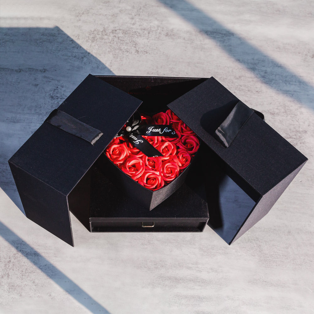 Reikistal Valentine's Day Rubik's Cube Rose Gift Box Natural Crystal Two-door Drawer Gift Box