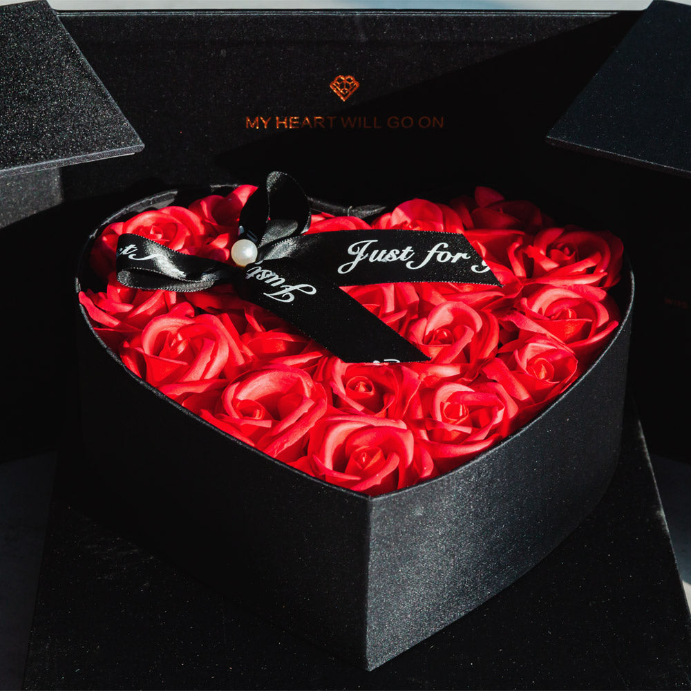 Reikistal Valentine's Day Rubik's Cube Rose Gift Box Natural Crystal Two-door Drawer Gift Box