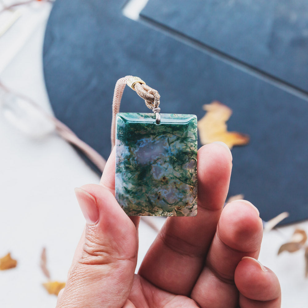 【Weekly Flash Deals】 Moss Agate Pendant - Calm Waters Collection