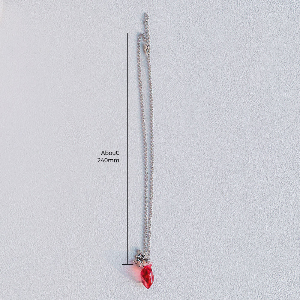 Reikistal Women's Synthetic Resin Pendant Heart Necklace & Ear Stud , Street Trend Chain Matching Necklace with Resin Heart Charm,Fashion Jewelry for Men & Women As Gift for I Love My Girlfriend