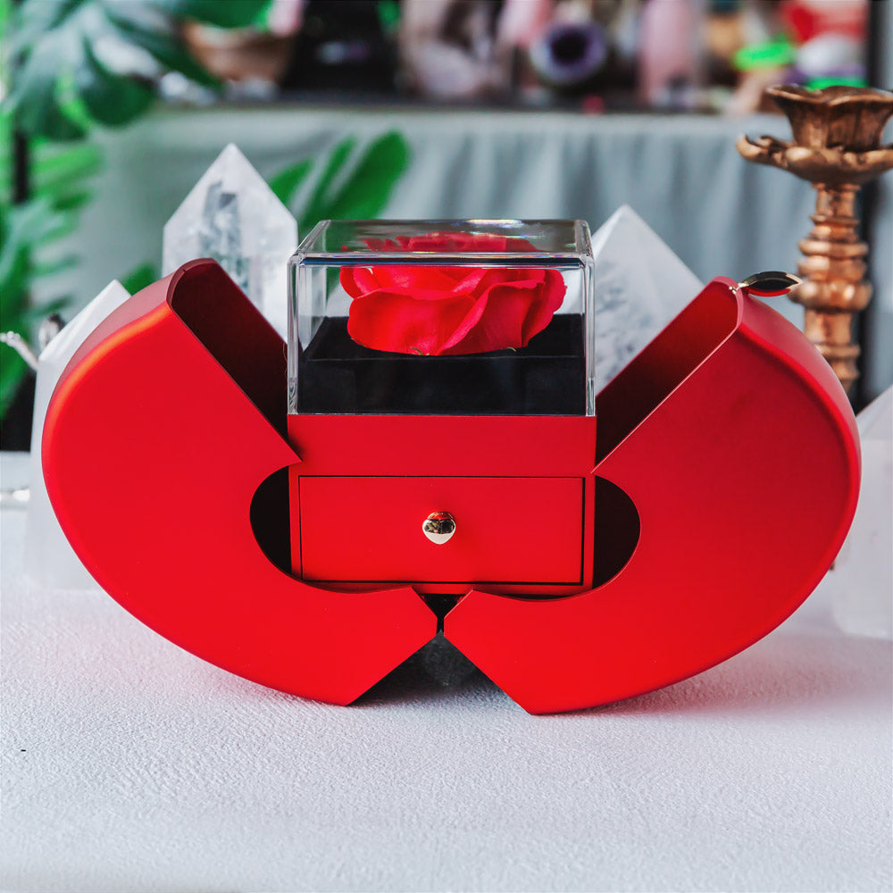 Valentine's Day Eternal Flower Apple Natural Crystal Red Gift Box Set