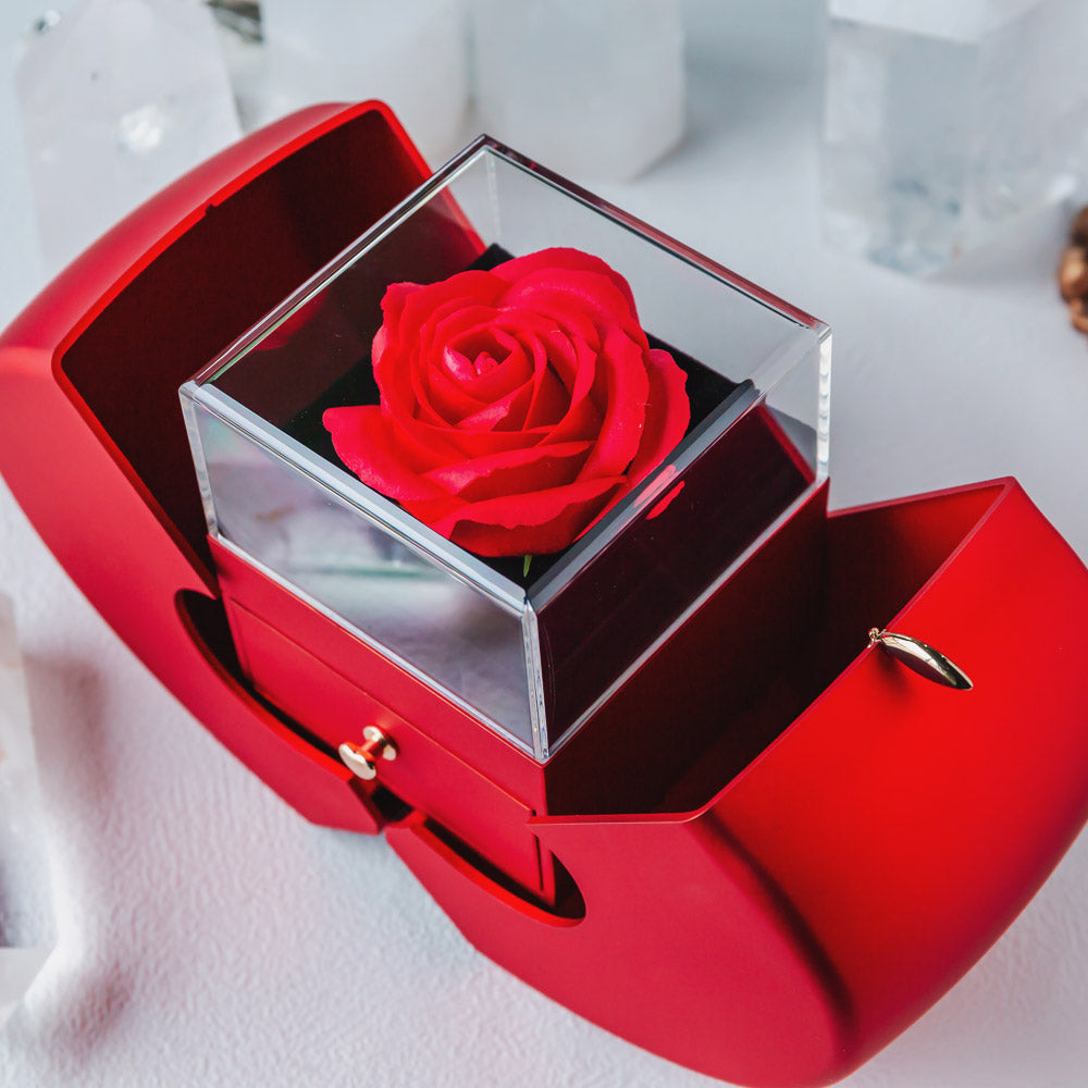 Valentine's Day Eternal Flower Apple Natural Crystal Red Gift Box Set