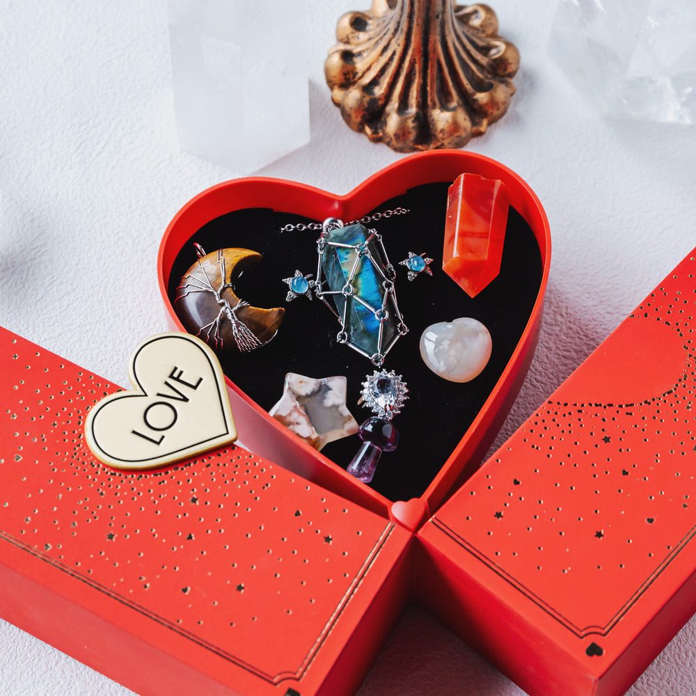 Valentine's Day New Heart-shaped Natural Crystal Gift Box Set