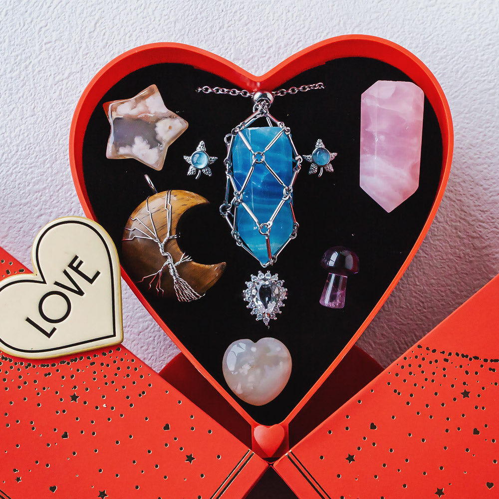 Valentine's Day New Heart-shaped Natural Crystal Gift Box Set