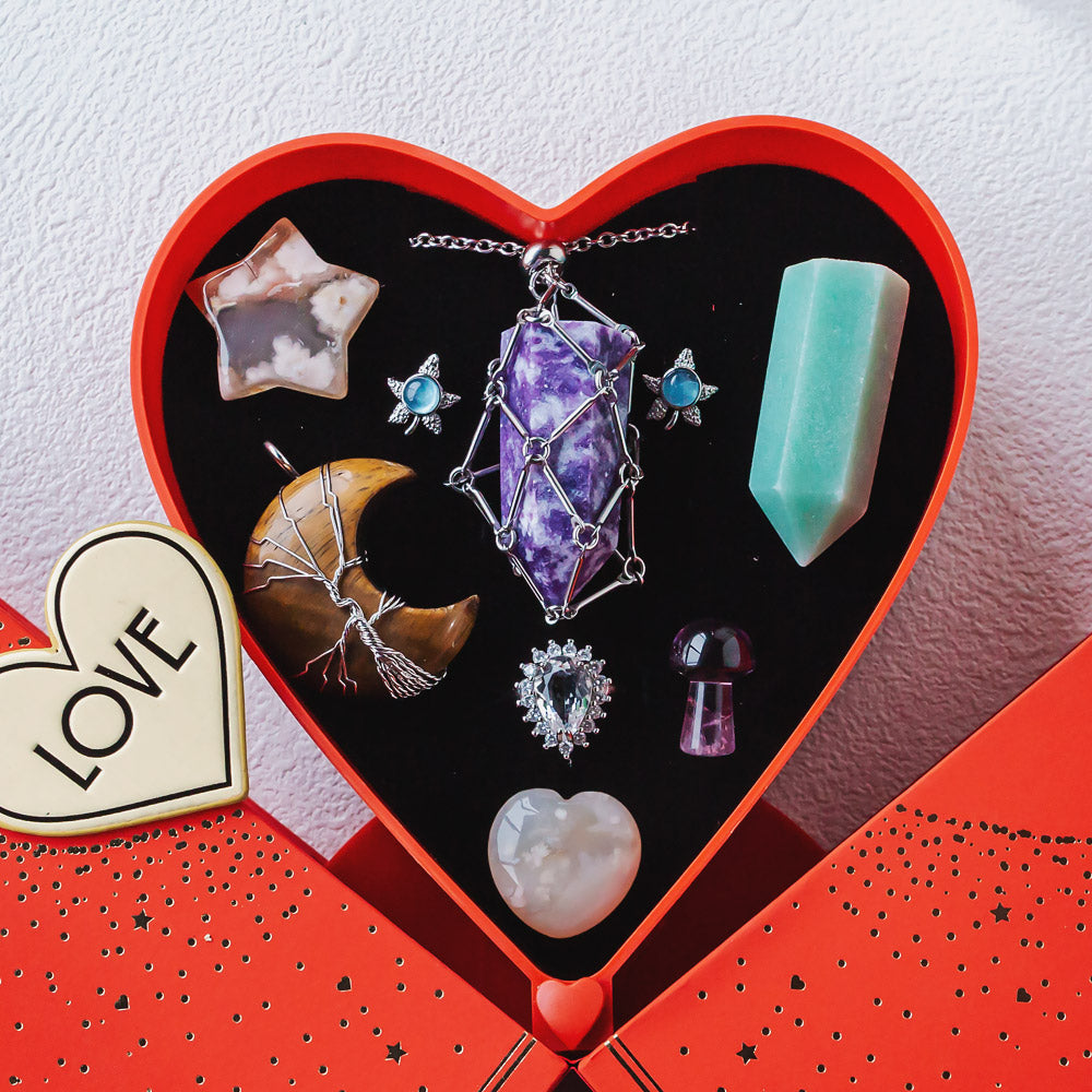 Valentine's Day New Heart-shaped Natural Crystal Gift Box Set