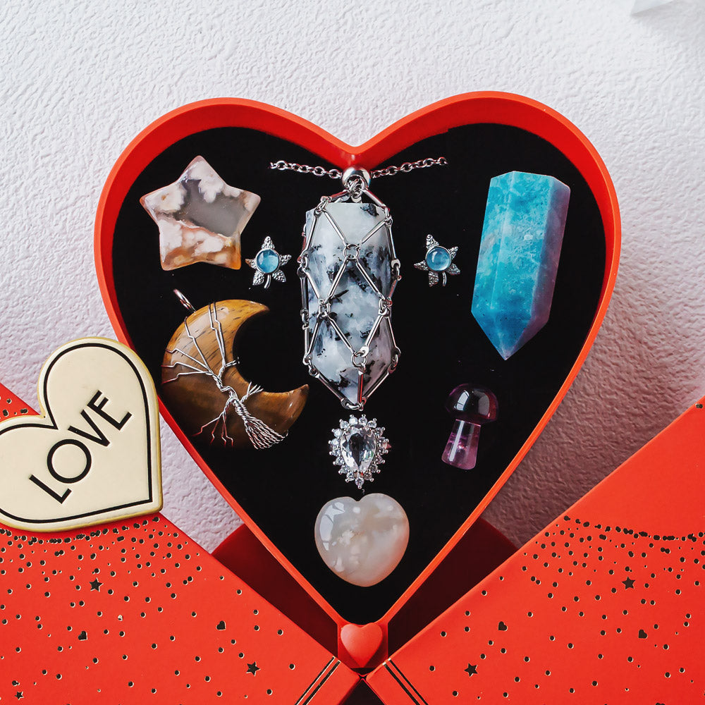 Valentine's Day New Heart-shaped Natural Crystal Gift Box Set