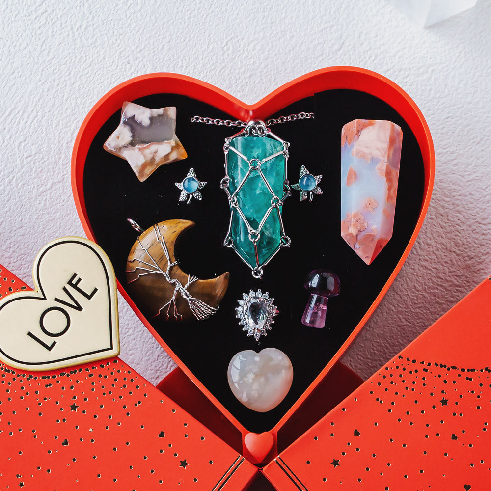Valentine's Day New Heart-shaped Natural Crystal Gift Box Set