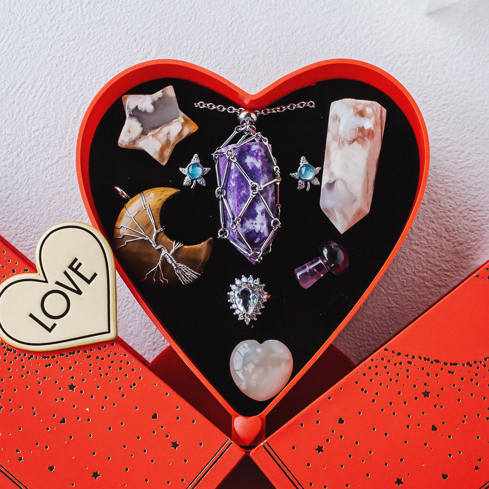 Valentine's Day New Heart-shaped Natural Crystal Gift Box Set