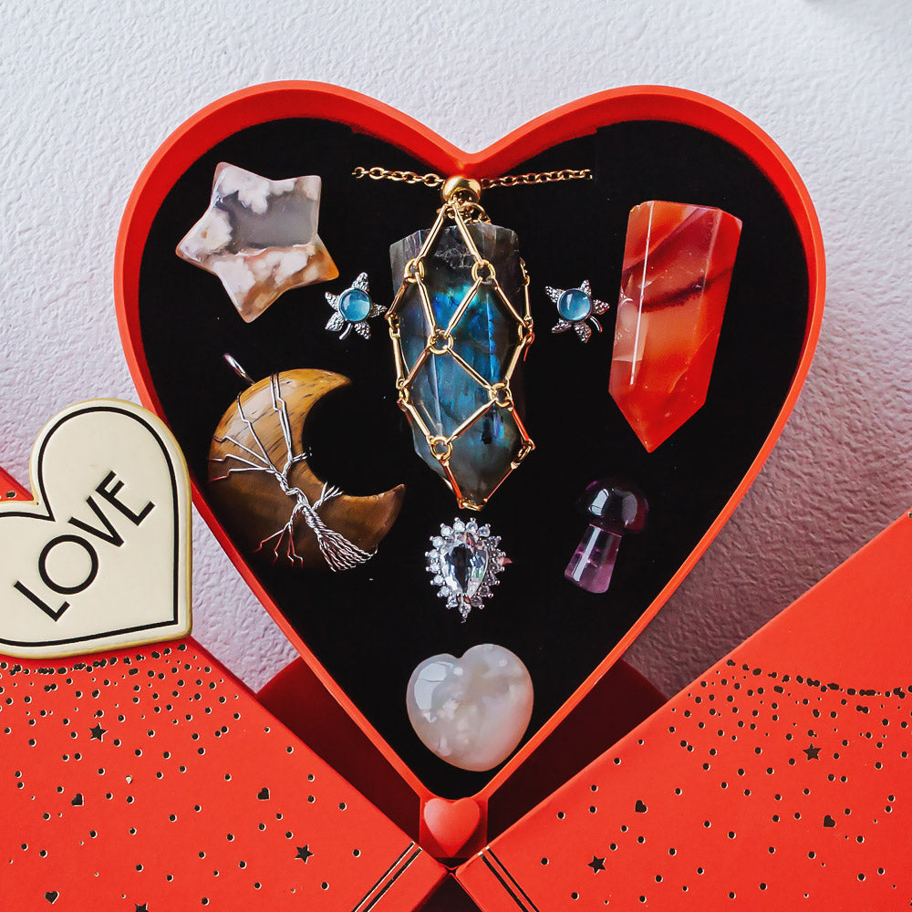 Valentine's Day New Heart-shaped Natural Crystal Gift Box Set