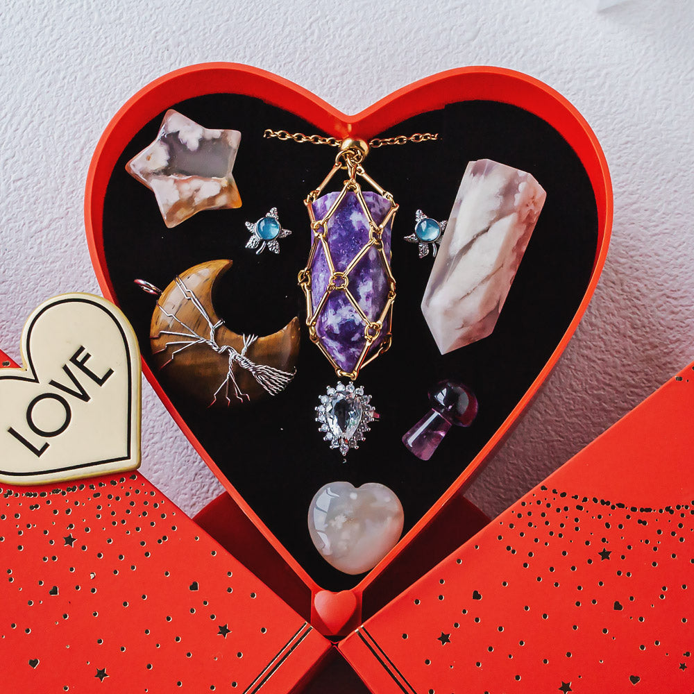 Valentine's Day New Heart-shaped Natural Crystal Gift Box Set