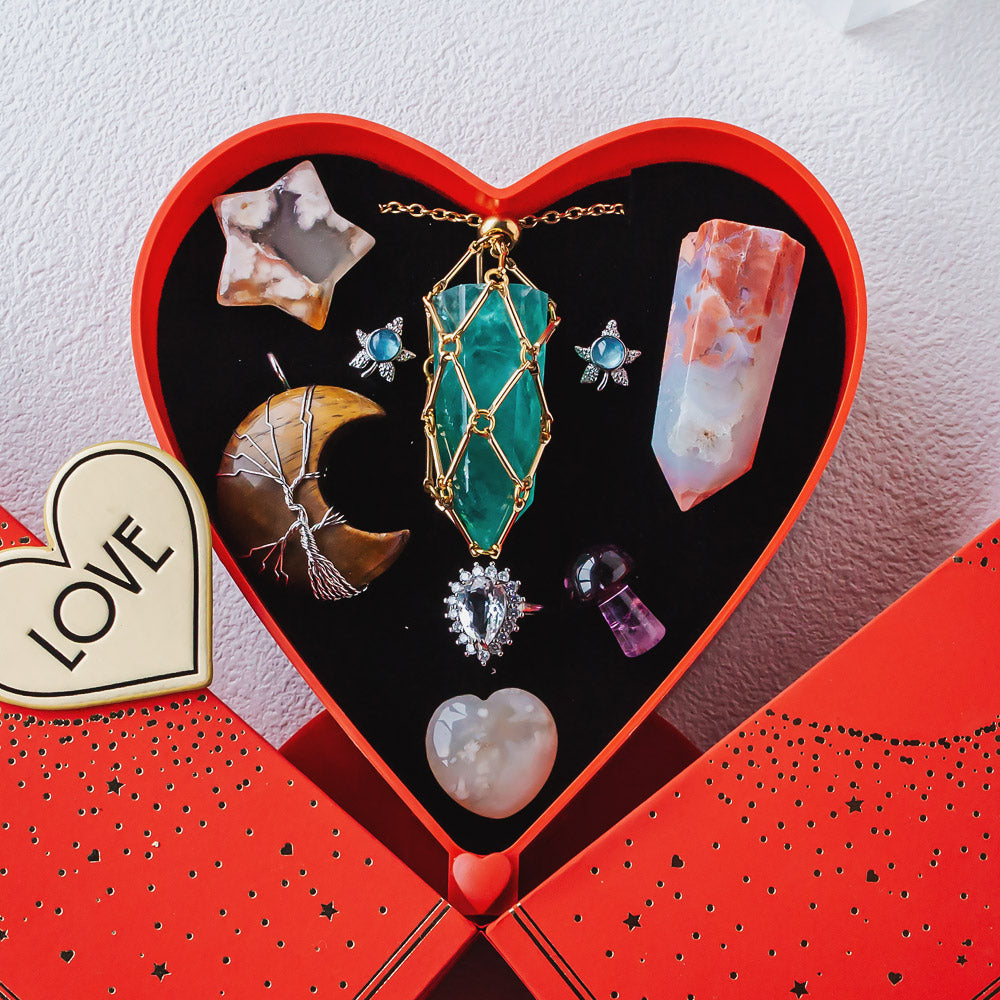 Valentine's Day New Heart-shaped Natural Crystal Gift Box Set