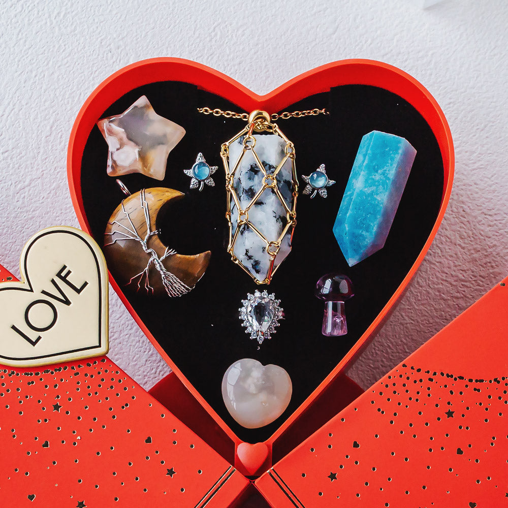 Valentine's Day New Heart-shaped Natural Crystal Gift Box Set