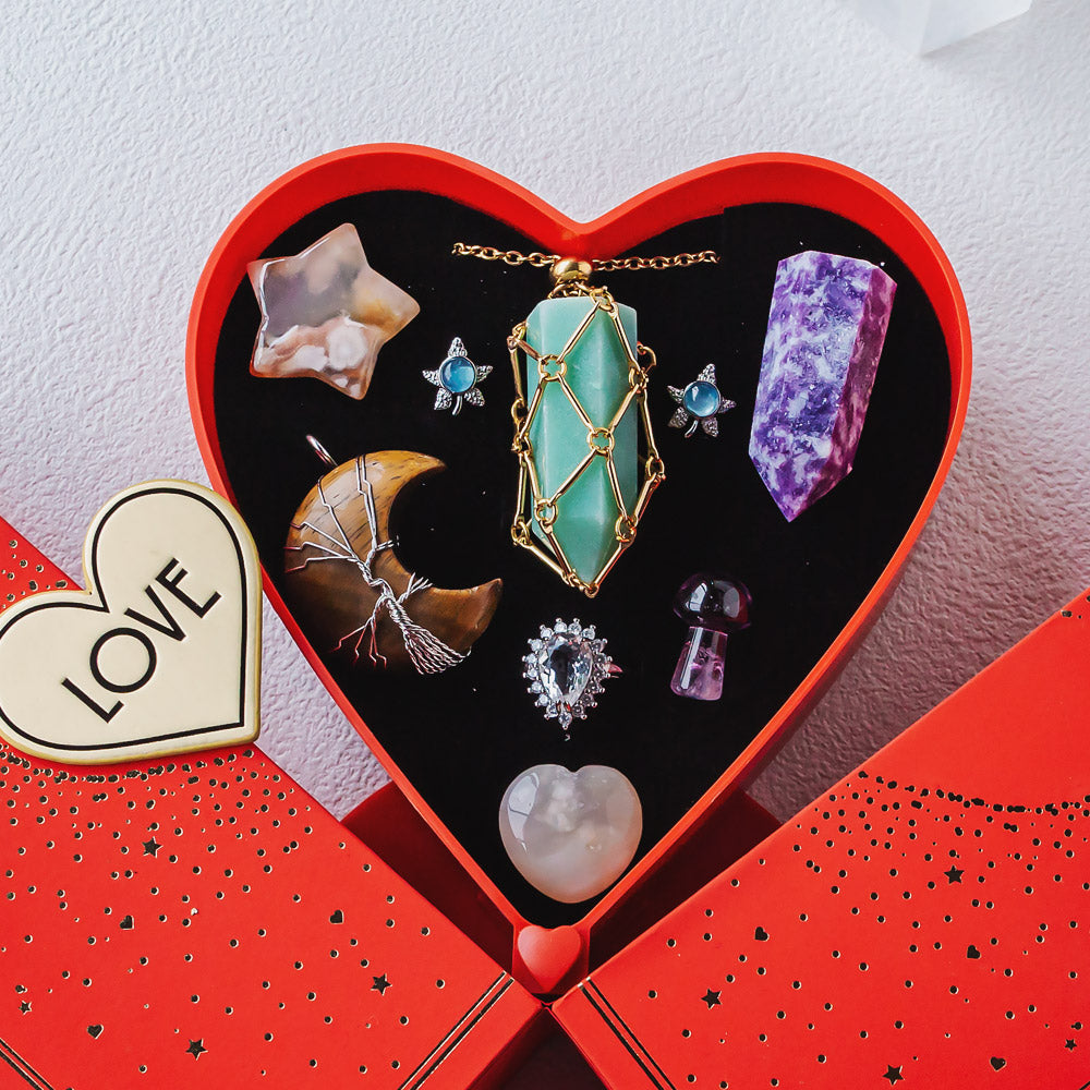 Valentine's Day New Heart-shaped Natural Crystal Gift Box Set