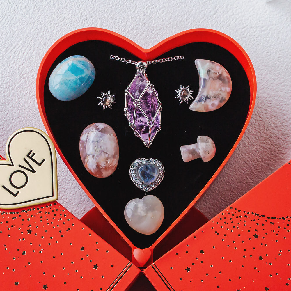 Valentine's Day New Heart-shaped Natural Crystal Gift Box Set