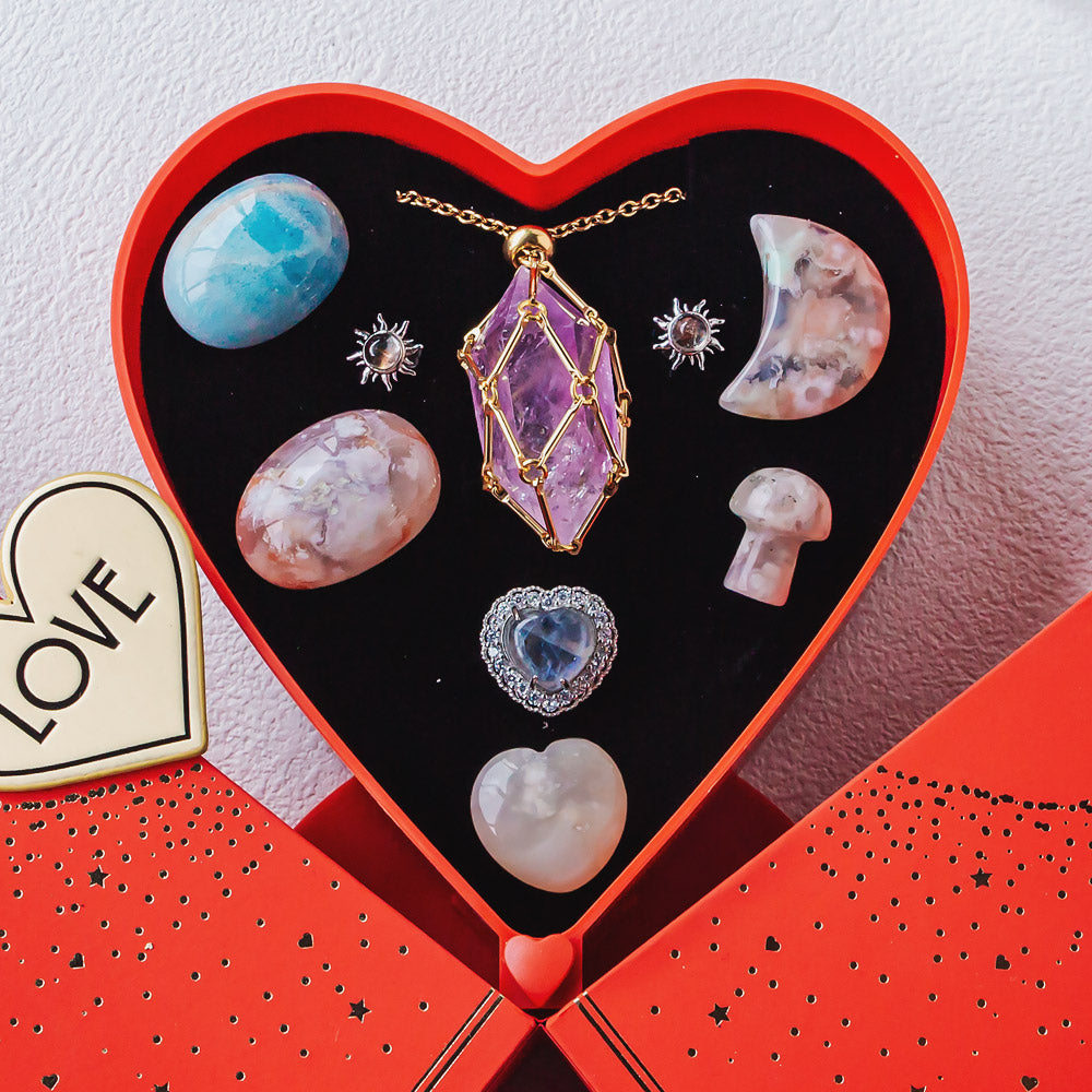 Valentine's Day New Heart-shaped Natural Crystal Gift Box Set