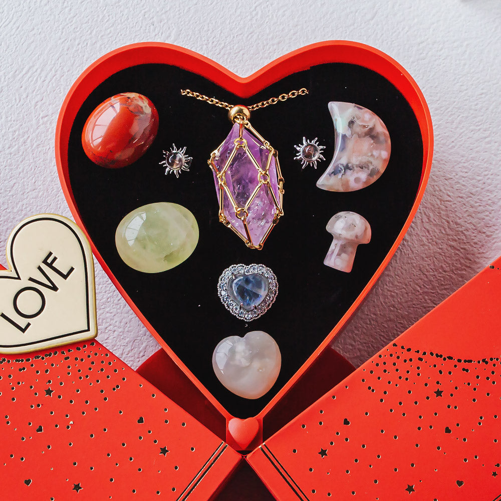 Valentine's Day New Heart-shaped Natural Crystal Gift Box Set