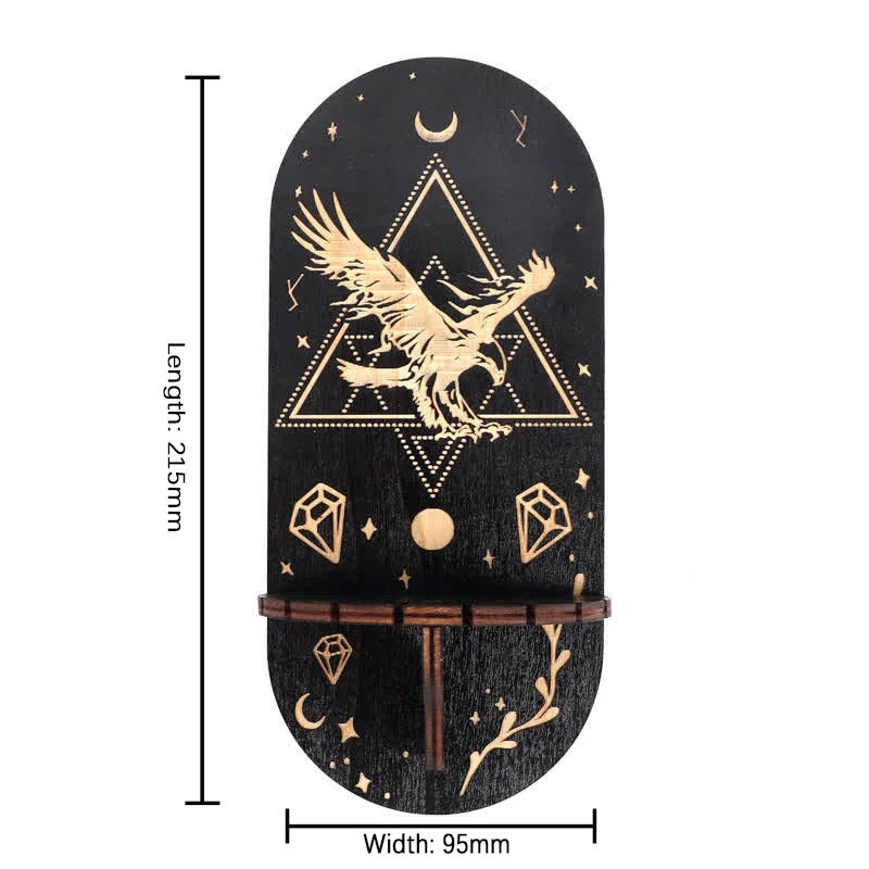 Small Black Delicate Gemstone Pendant Wooden Crystal Shelf